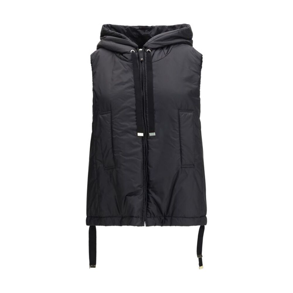 Max Mara The Cube Women Hooded Padded Vest In Water Repellent Canvas